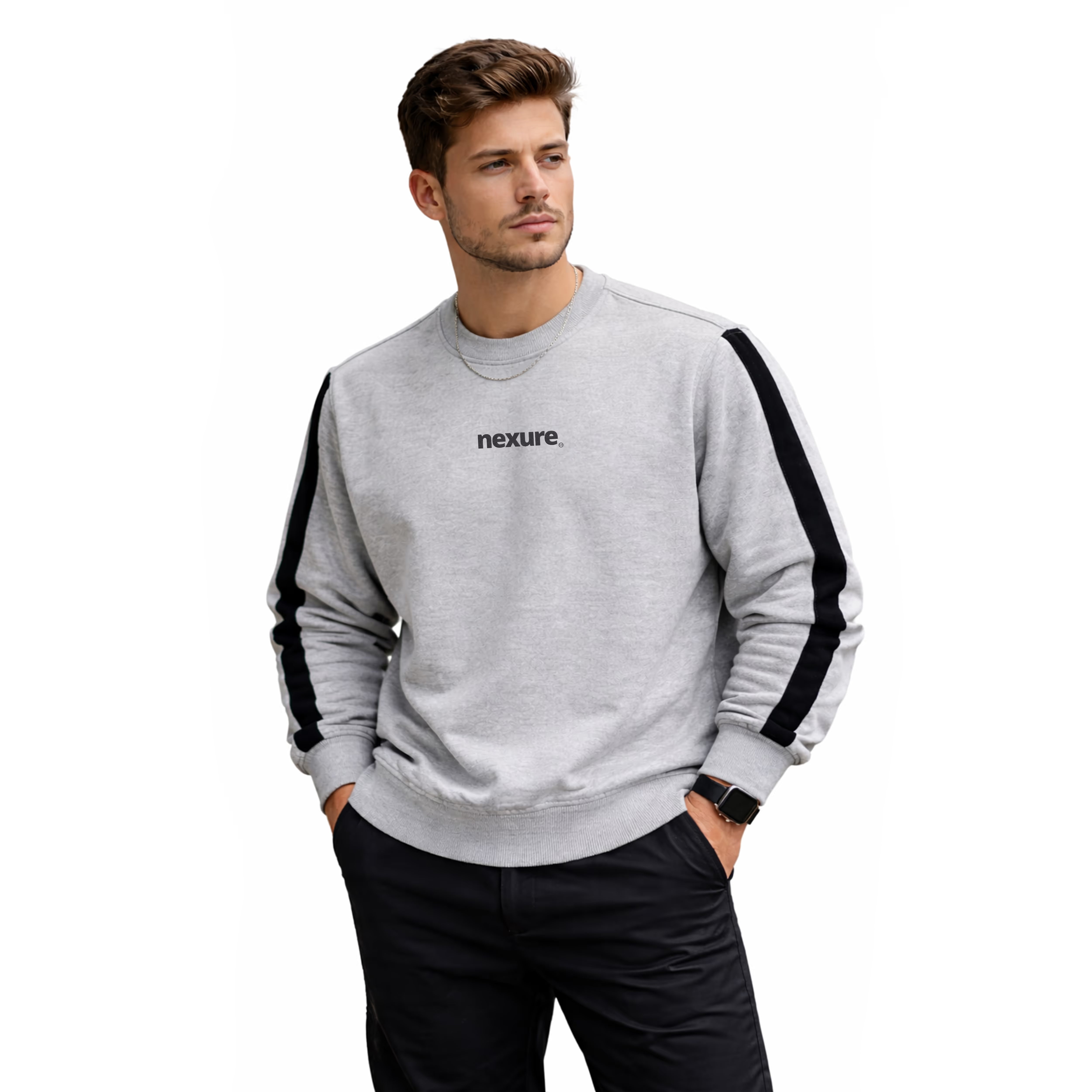 Nexure Co. Signature Side-Stripe Fleece Sweatshirt